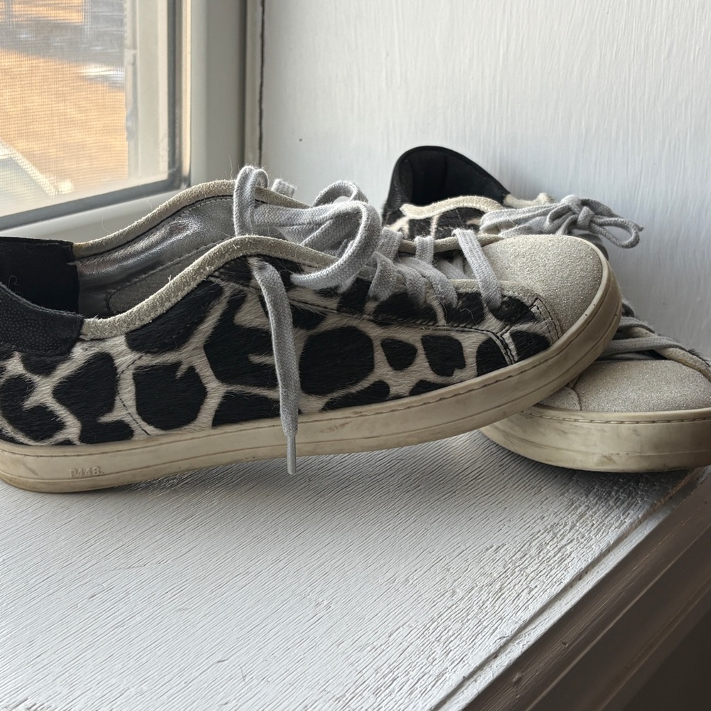 P448 Ponyhair Animal Print Sneakers Size 7